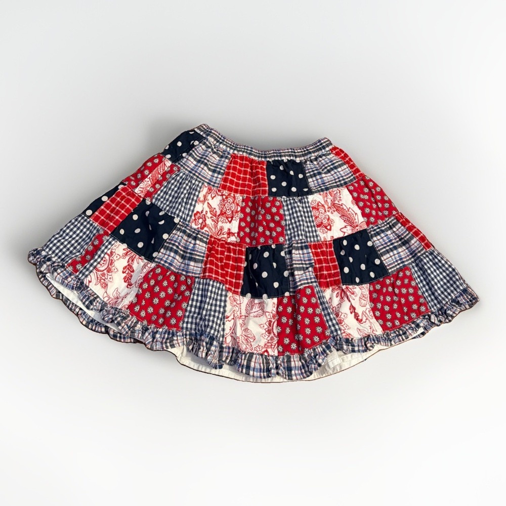 Eagle's Eye Patchwork Skirt Girl's M Cottagecore Americana Prairie Cotton
